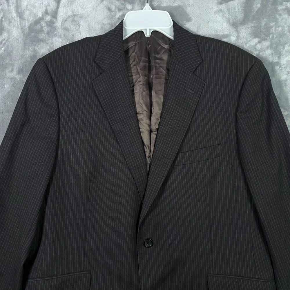 Brooks Brothers Regent Suit Jacket Mens 44R Gray Brown Striped Wool Blazer Italy